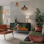 TROPICAL COMPOSITION Aparador de 3 Puertas en Acabado Negro