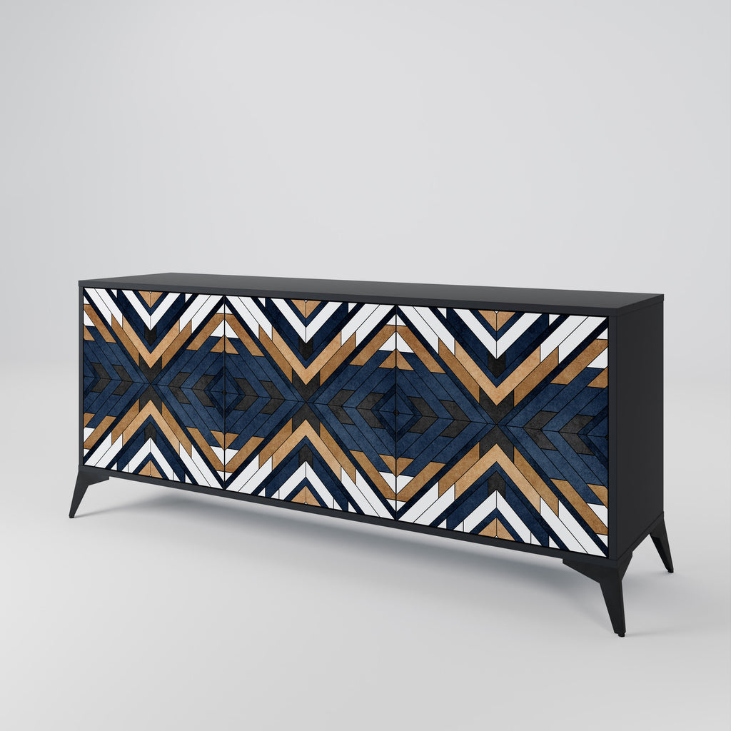 ARTFUL GEOMETRY 3-Door Sideboard in Black Finish