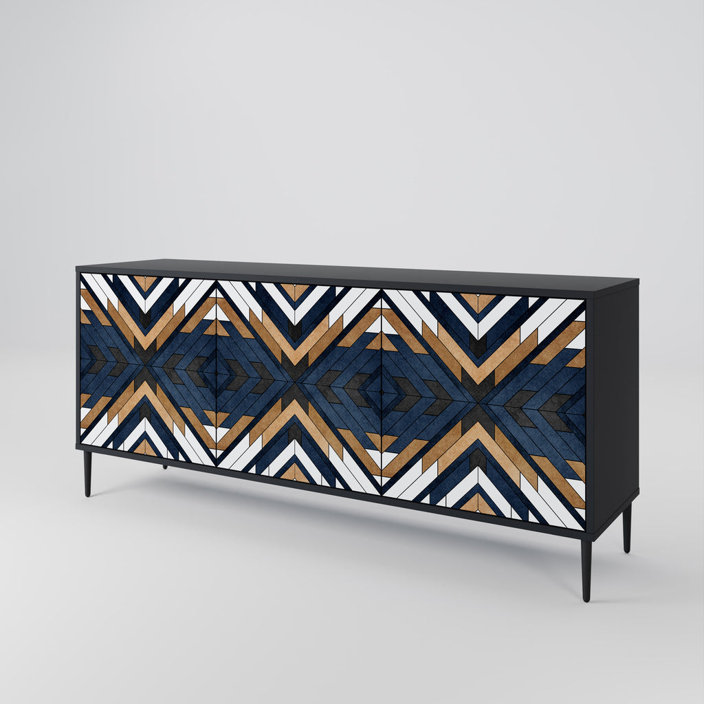 ARTFUL GEOMETRY 3-Door Sideboard in Black Finish