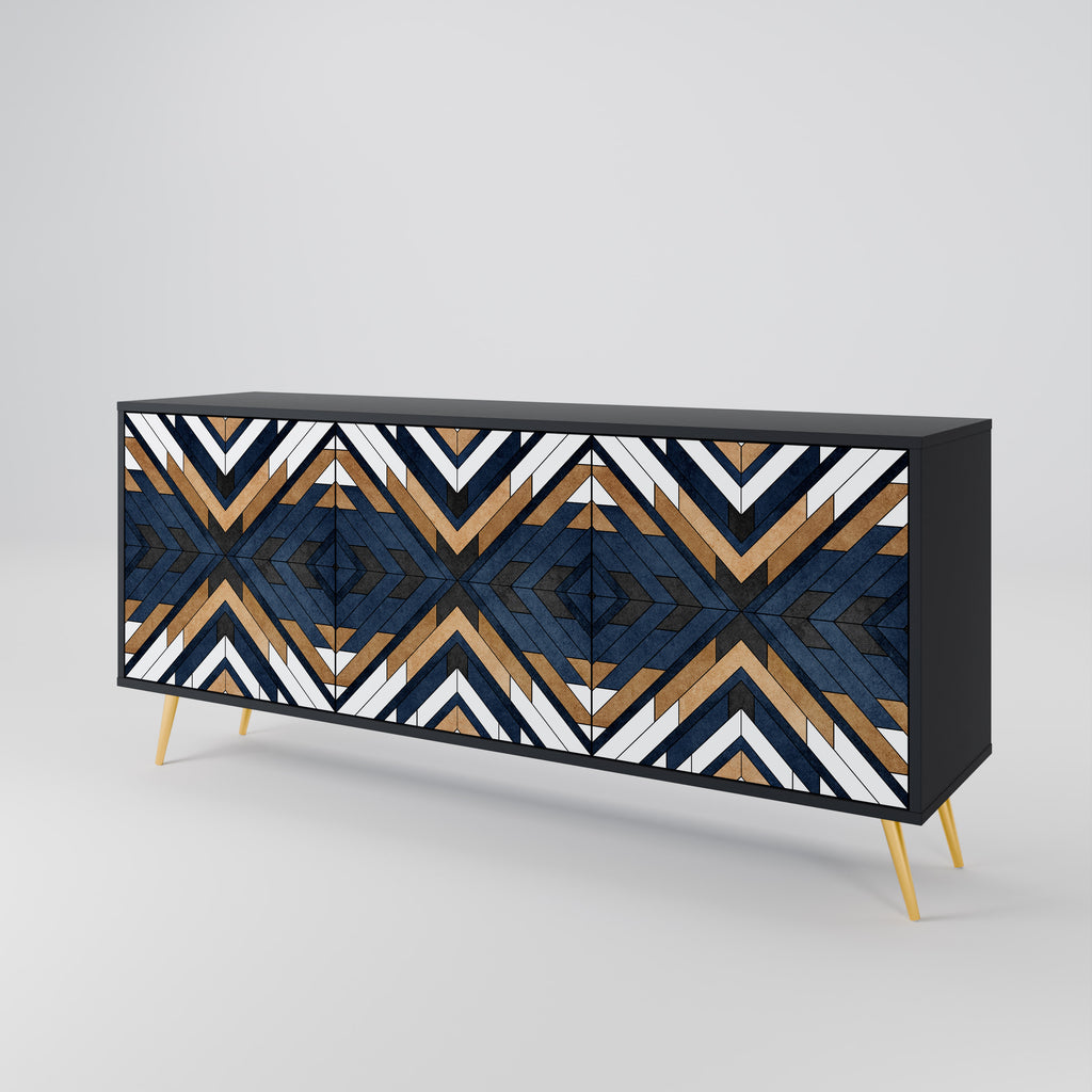 ARTFUL GEOMETRY 3-Door Sideboard in Black Finish