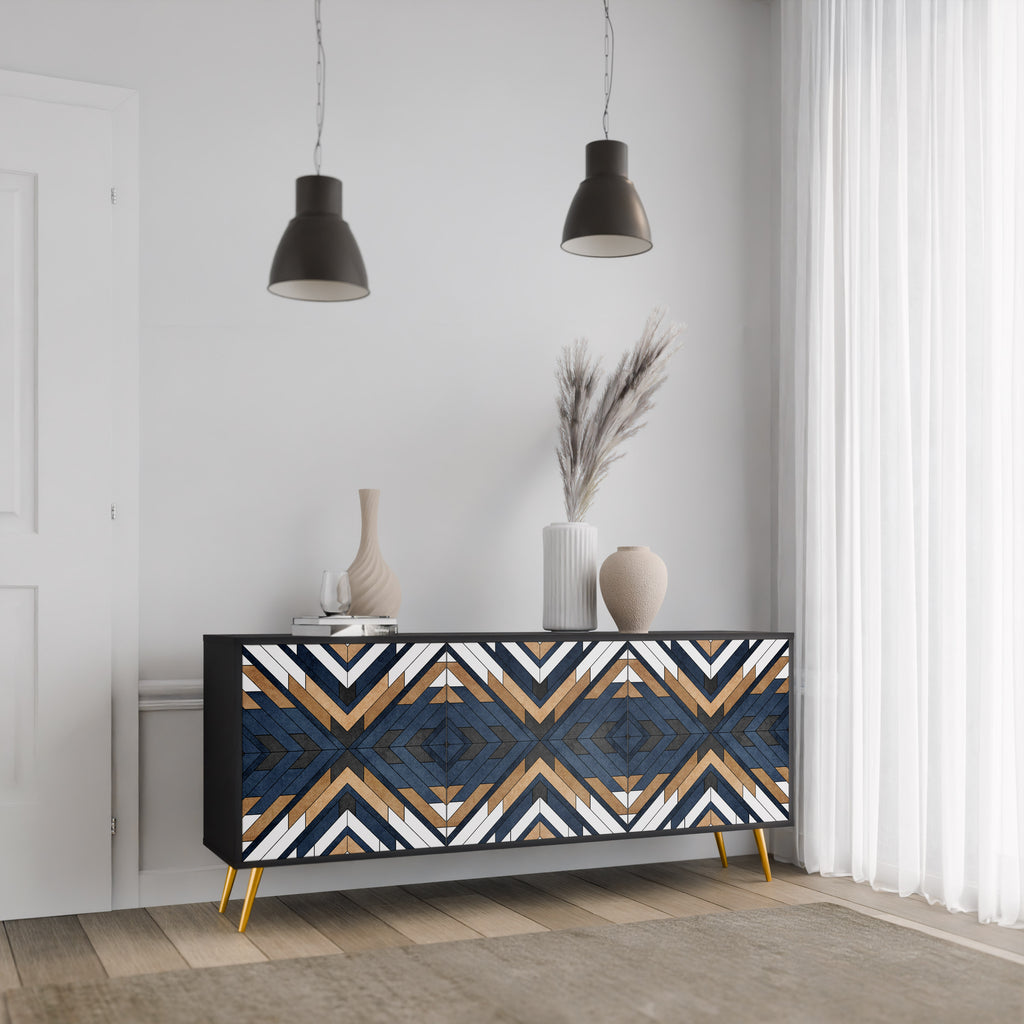 ARTFUL GEOMETRY 3-Door Sideboard in Black Finish