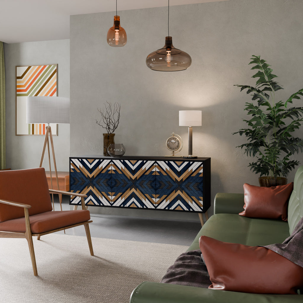 ARTFUL GEOMETRY 3-Door Sideboard in Black Finish