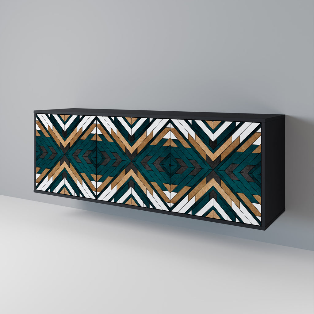 ARTISTIC GEOMETRY 3-Door Sideboard in Black Finish