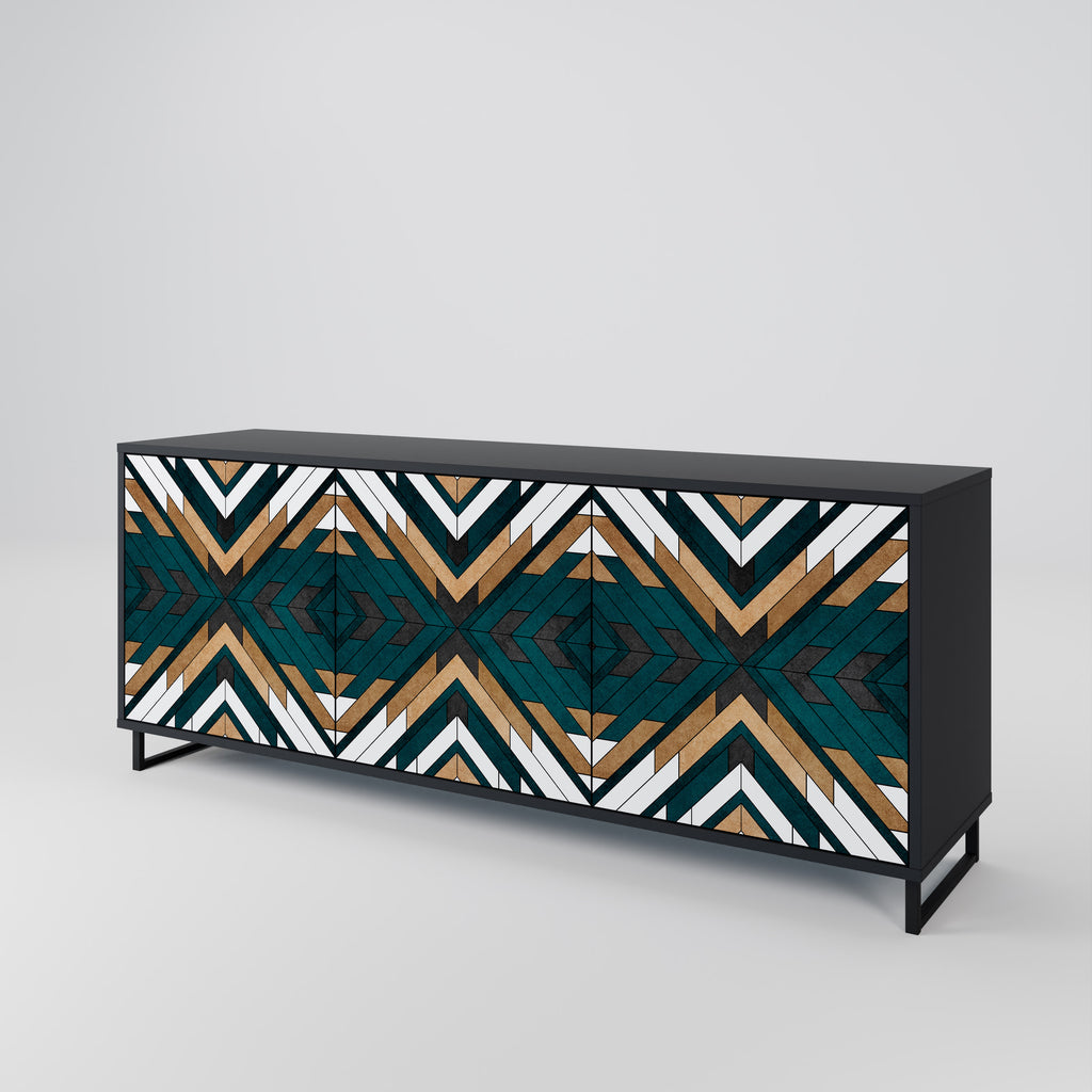 ARTISTIC GEOMETRY 3-Door Sideboard in Black Finish