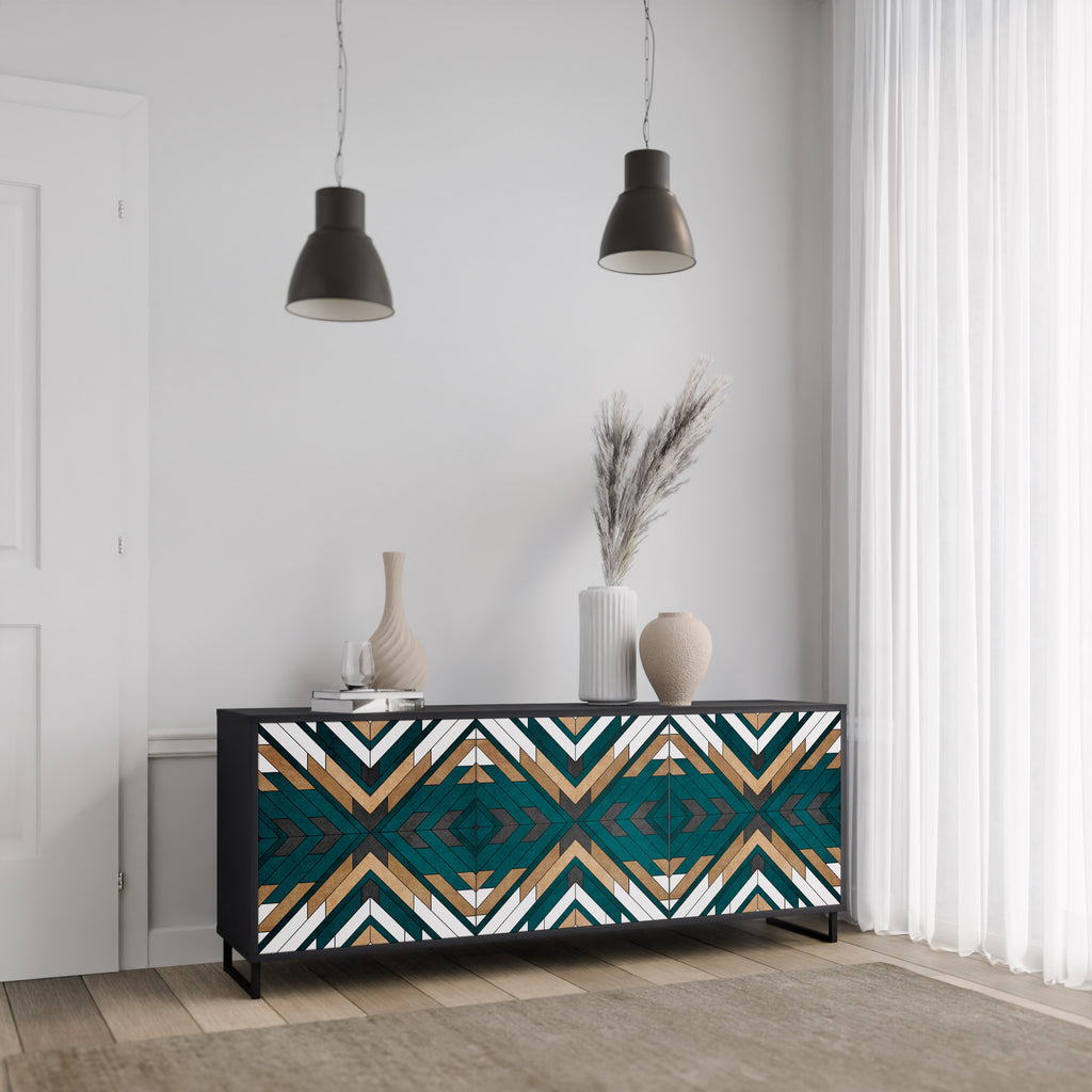 ARTISTIC GEOMETRY 3-Door Sideboard in Black Finish