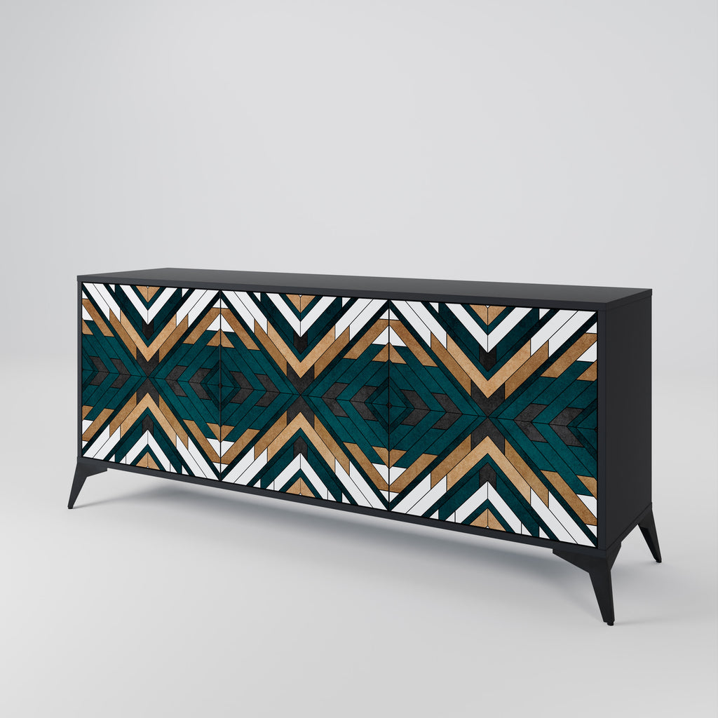 ARTISTIC GEOMETRY 3-Door Sideboard in Black Finish