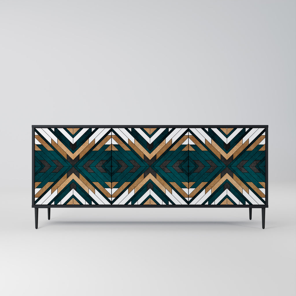 ARTISTIC GEOMETRY 3-Door Sideboard in Black Finish