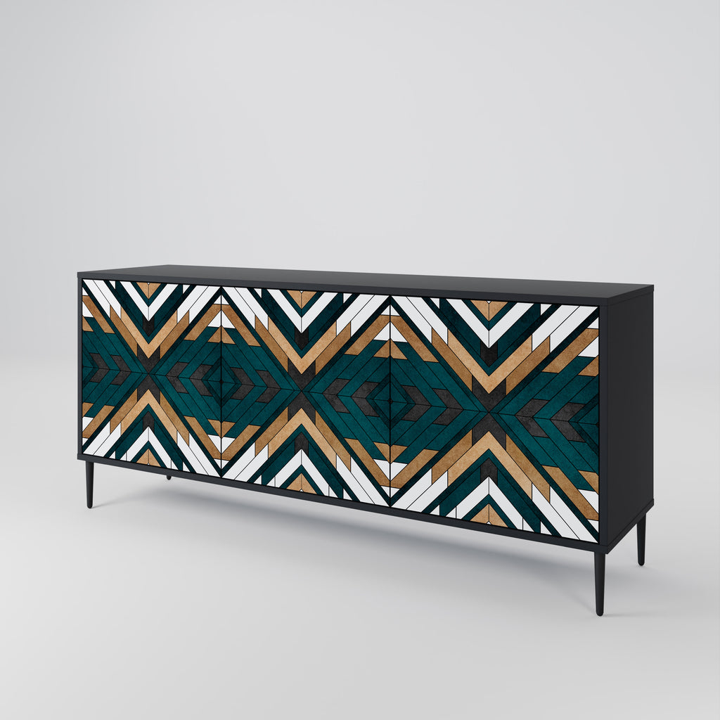 ARTISTIC GEOMETRY 3-Door Sideboard in Black Finish