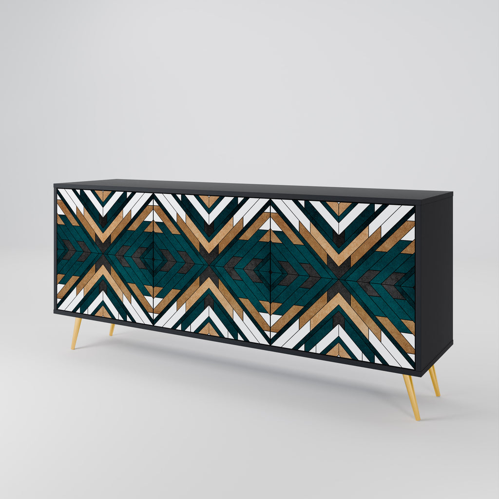ARTISTIC GEOMETRY 3-Door Sideboard in Black Finish