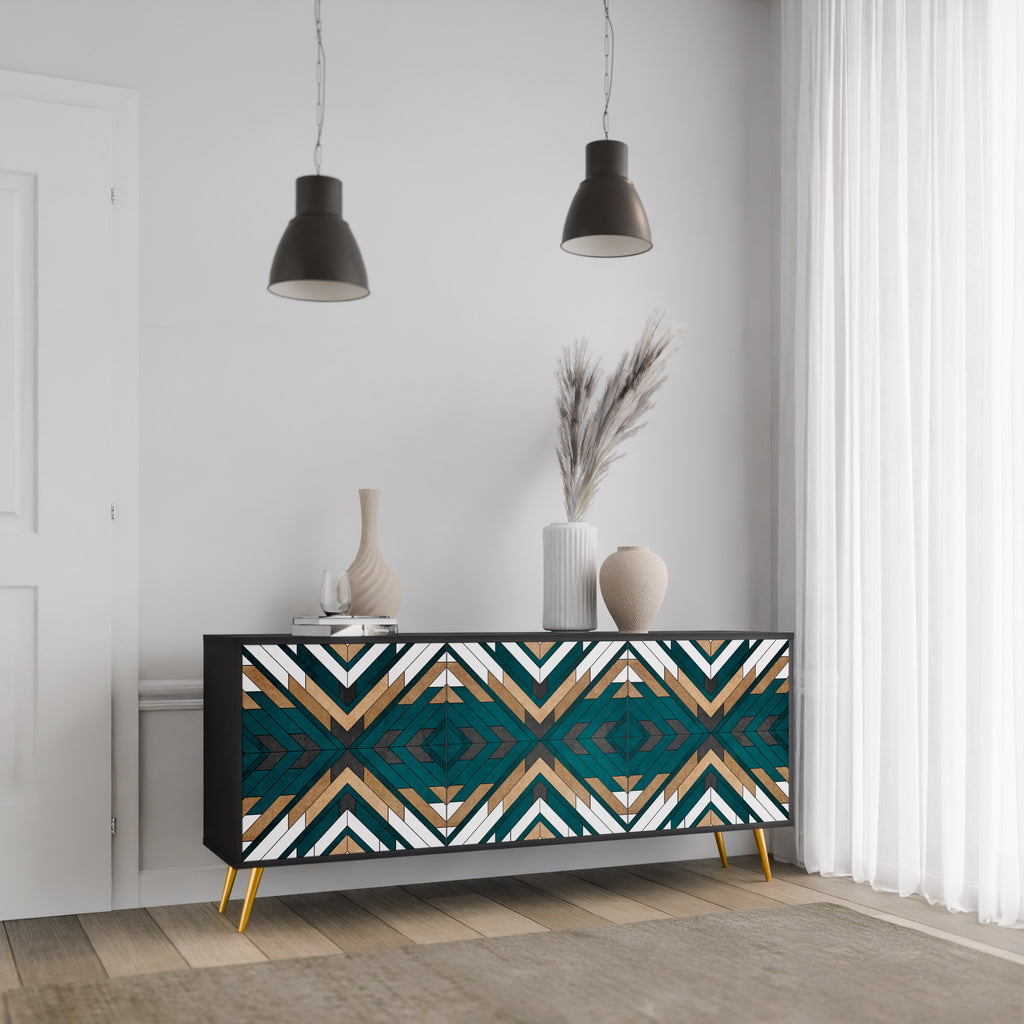 ARTISTIC GEOMETRY 3-Door Sideboard in Black Finish