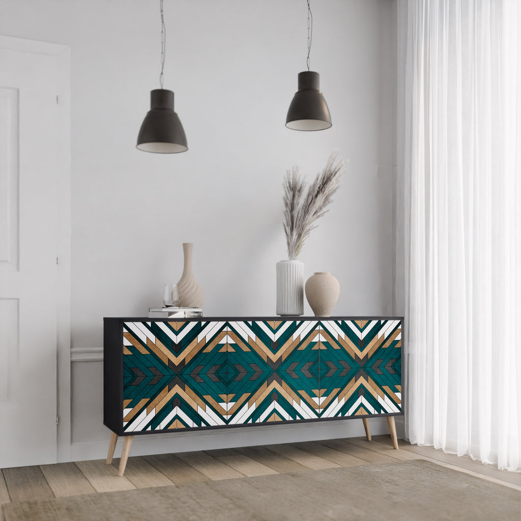 ARTISTIC GEOMETRY 3-Door Sideboard in Black Finish