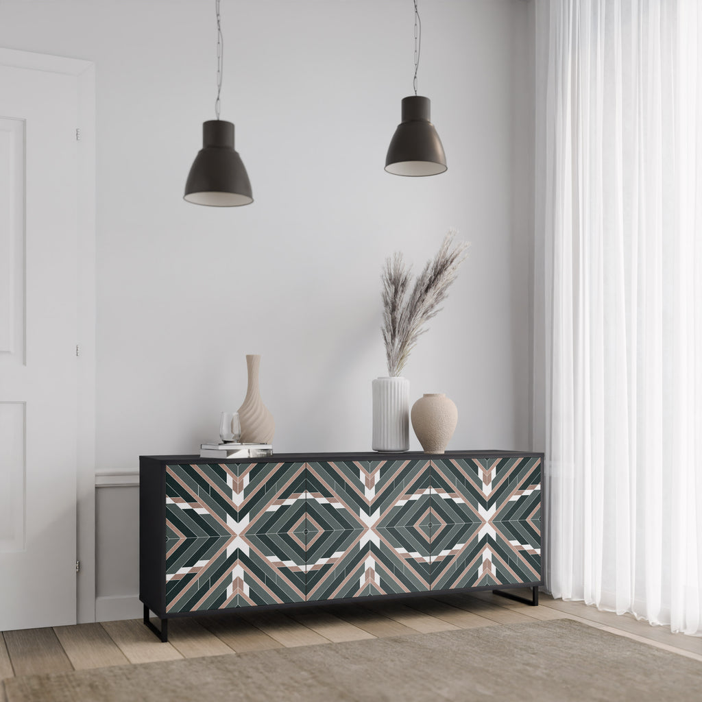 DIMENSION DELIGHTS 3-Door Sideboard in Black Finish
