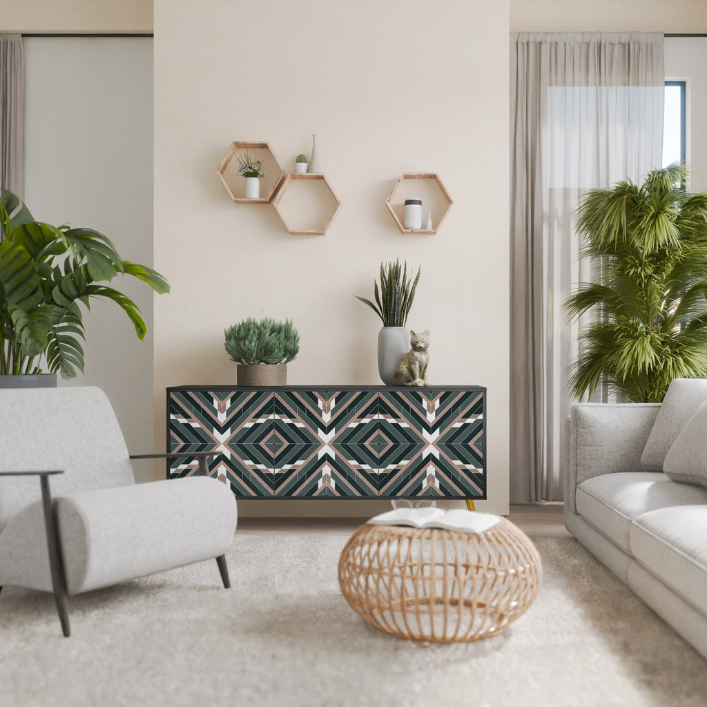 DIMENSION DELIGHTS 3-Door Sideboard in Black Finish