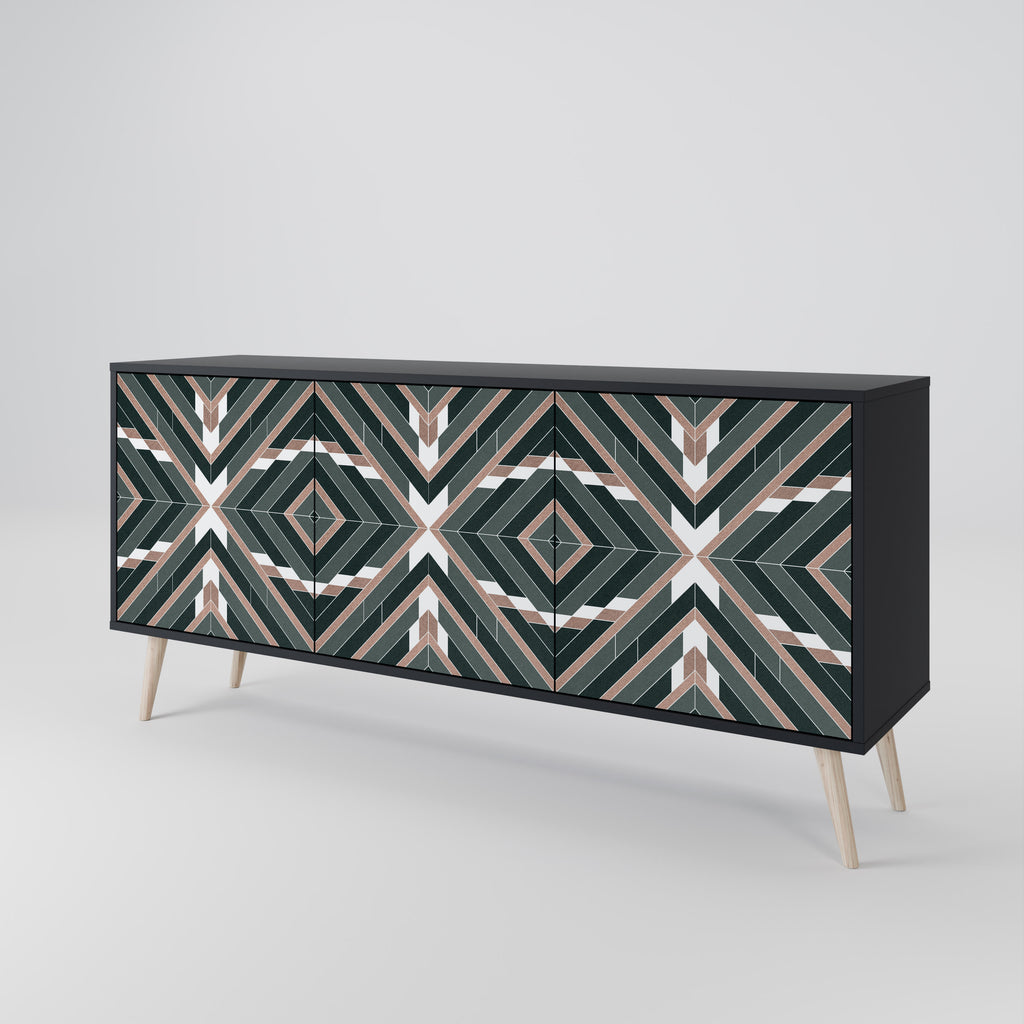 DIMENSION DELIGHTS 3-Door Sideboard in Black Finish
