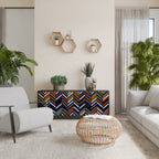 VIBRANT PATCHWORK Aparador de 3 Puertas en Acabado Negro