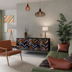 VIBRANT PATCHWORK Aparador de 3 Puertas en Acabado Negro