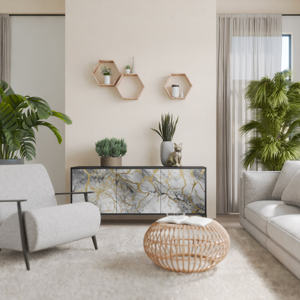 TIMELESS GLIDE 3-Door Sideboard in Black Finish