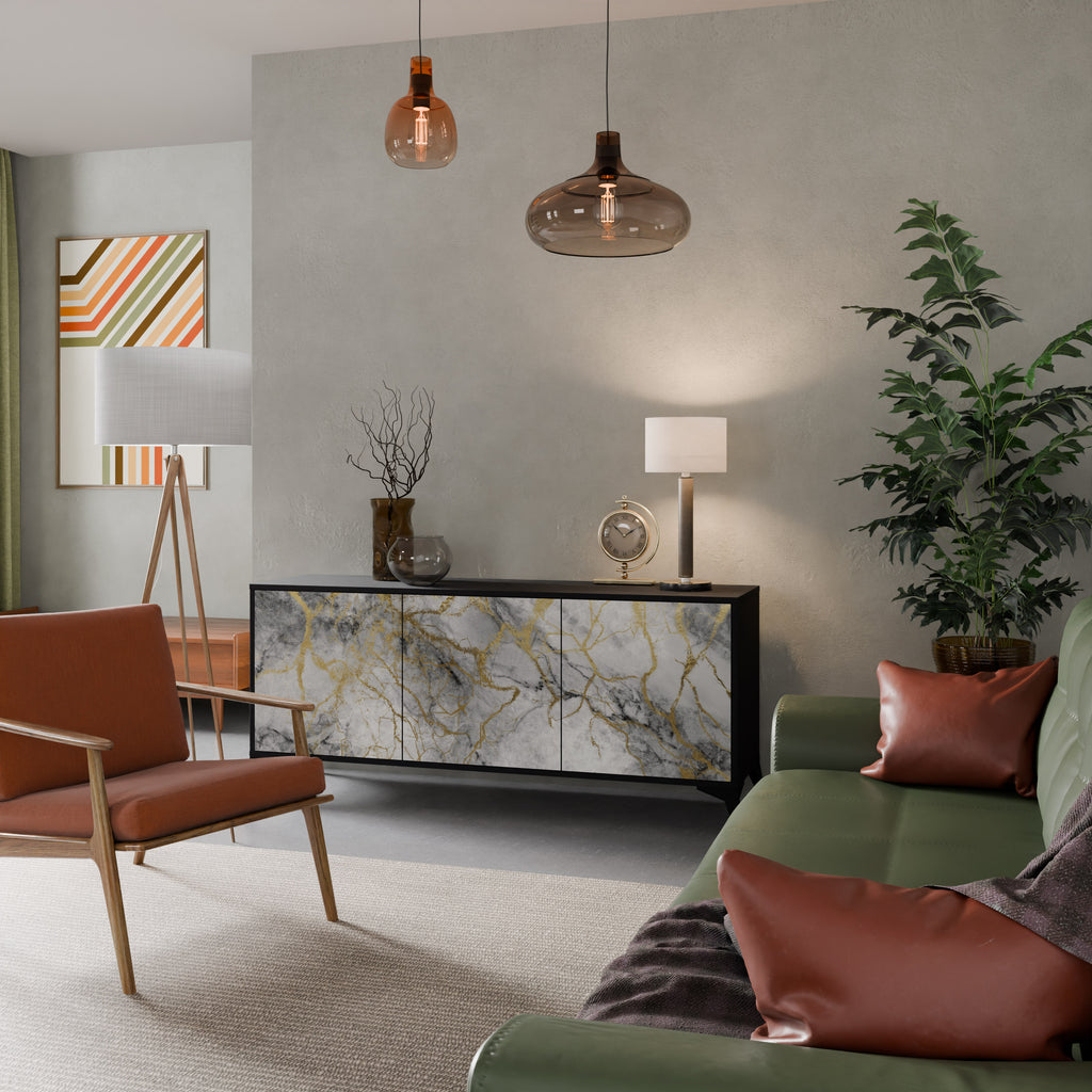 TIMELESS GLIDE 3-Door Sideboard in Black Finish