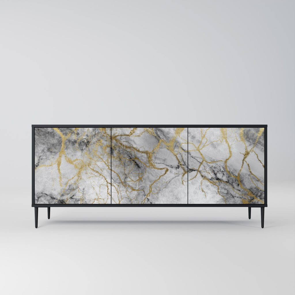 TIMELESS GLIDE 3-Door Sideboard in Black Finish