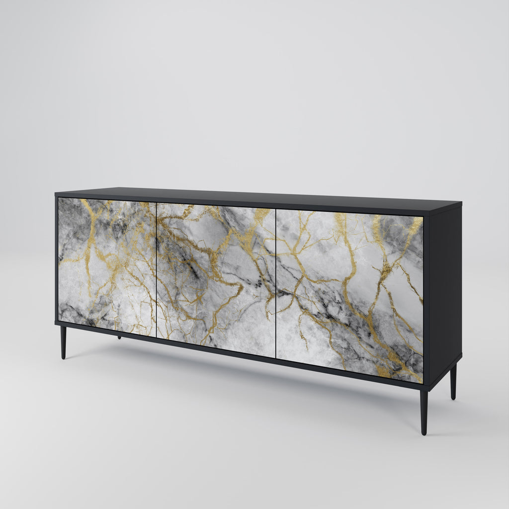 TIMELESS GLIDE 3-Door Sideboard in Black Finish