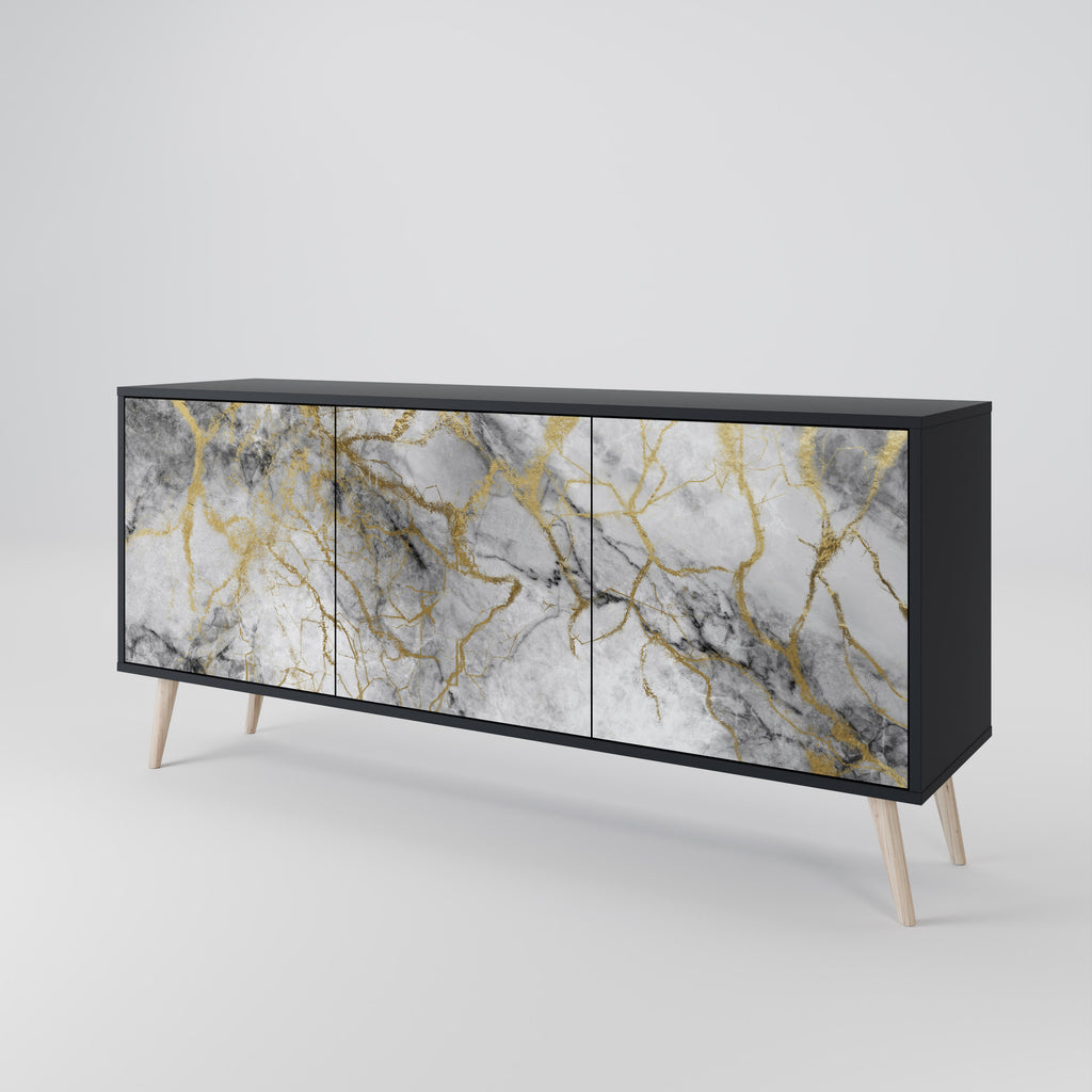 TIMELESS GLIDE 3-Door Sideboard in Black Finish