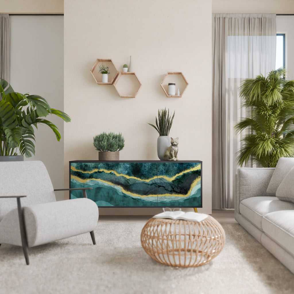 GOLDRUSH ODYSSEY 3-Door Sideboard in Black Finish