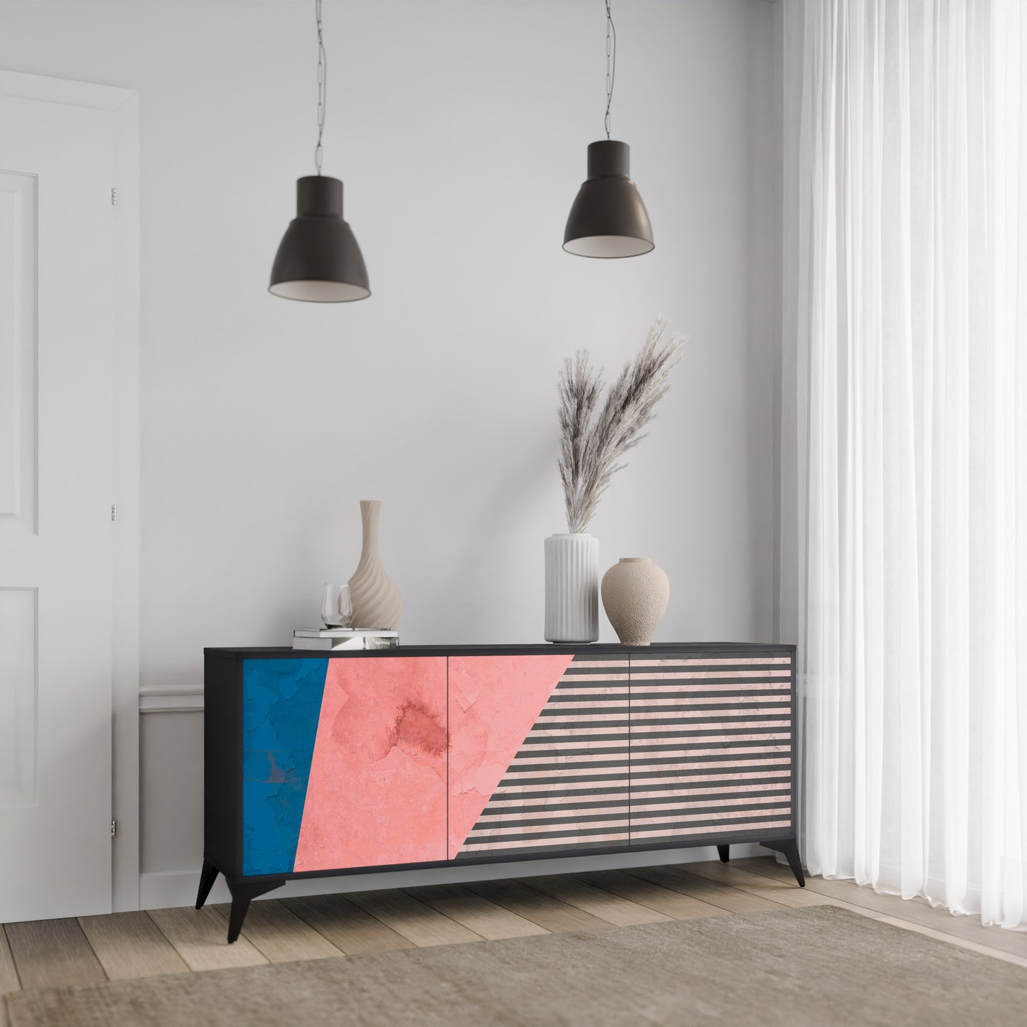 GLAMOROUS STRIPE Aparador de 3 Puertas