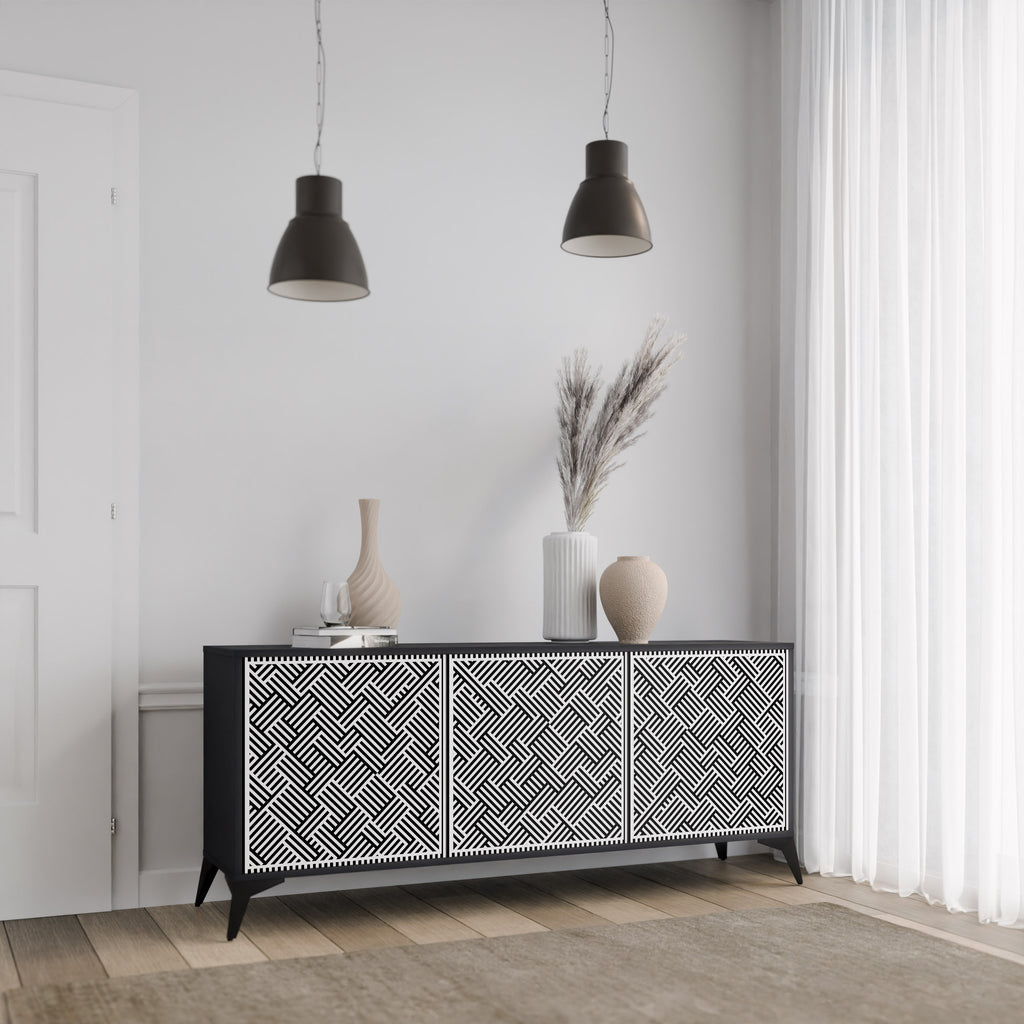 TEMPORARY SEQUENCE 3-Door Sideboard in Black Finish