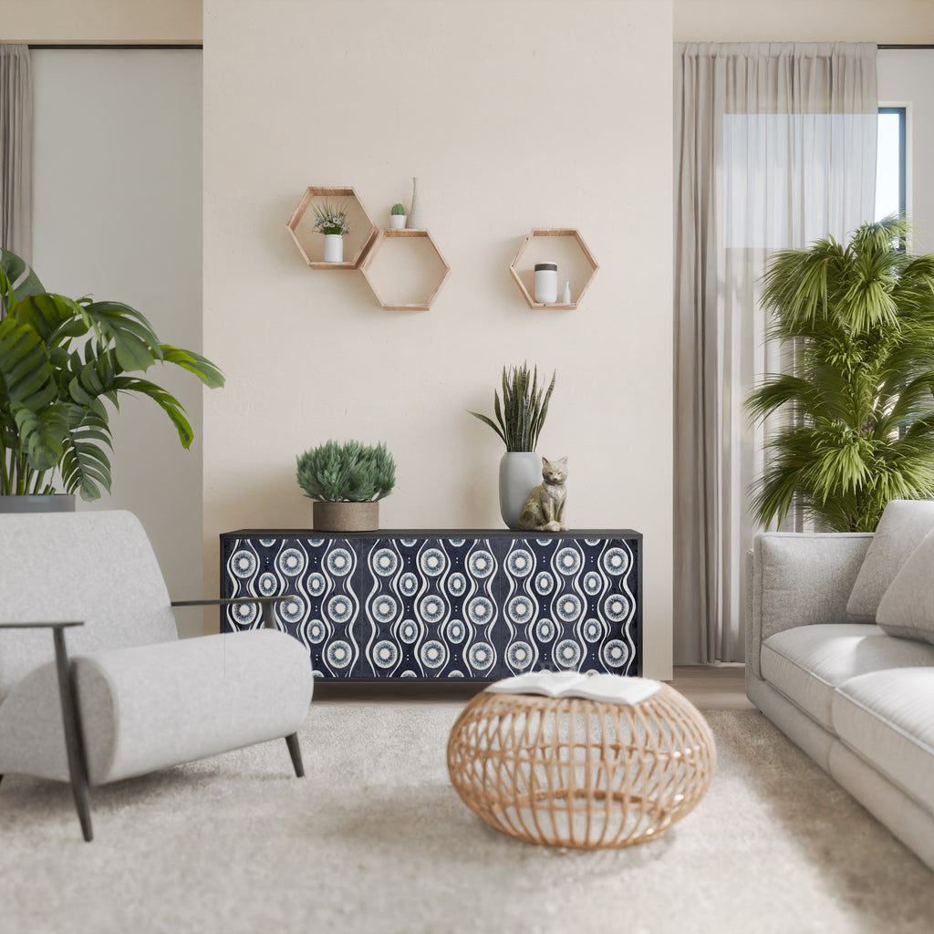 GRAPHITE EYES 3-Door Sideboard in Black Finish