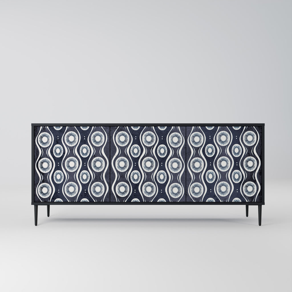 GRAPHITE EYES 3-Door Sideboard in Black Finish
