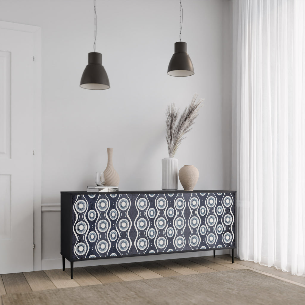 GRAPHITE EYES 3-Door Sideboard in Black Finish