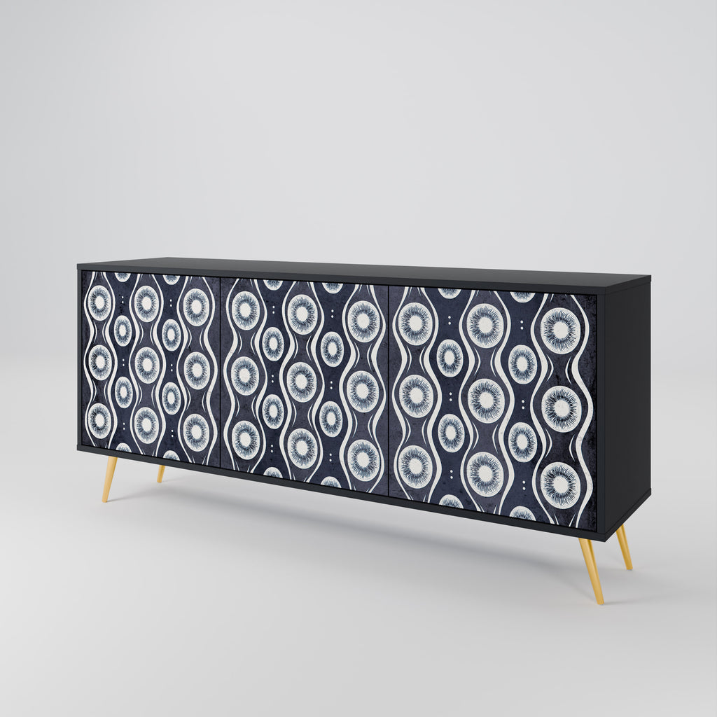 GRAPHITE EYES 3-Door Sideboard in Black Finish