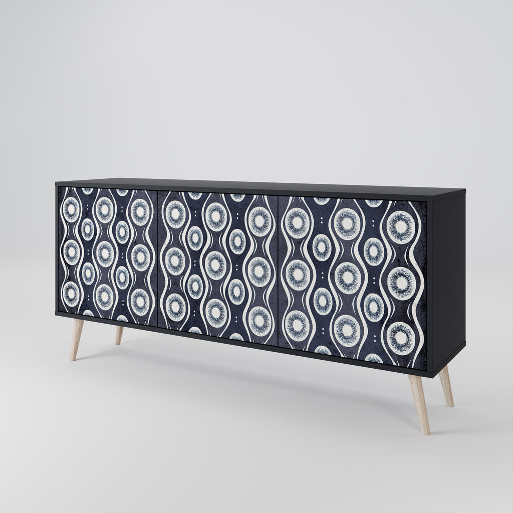 GRAPHITE EYES 3-Door Sideboard in Black Finish