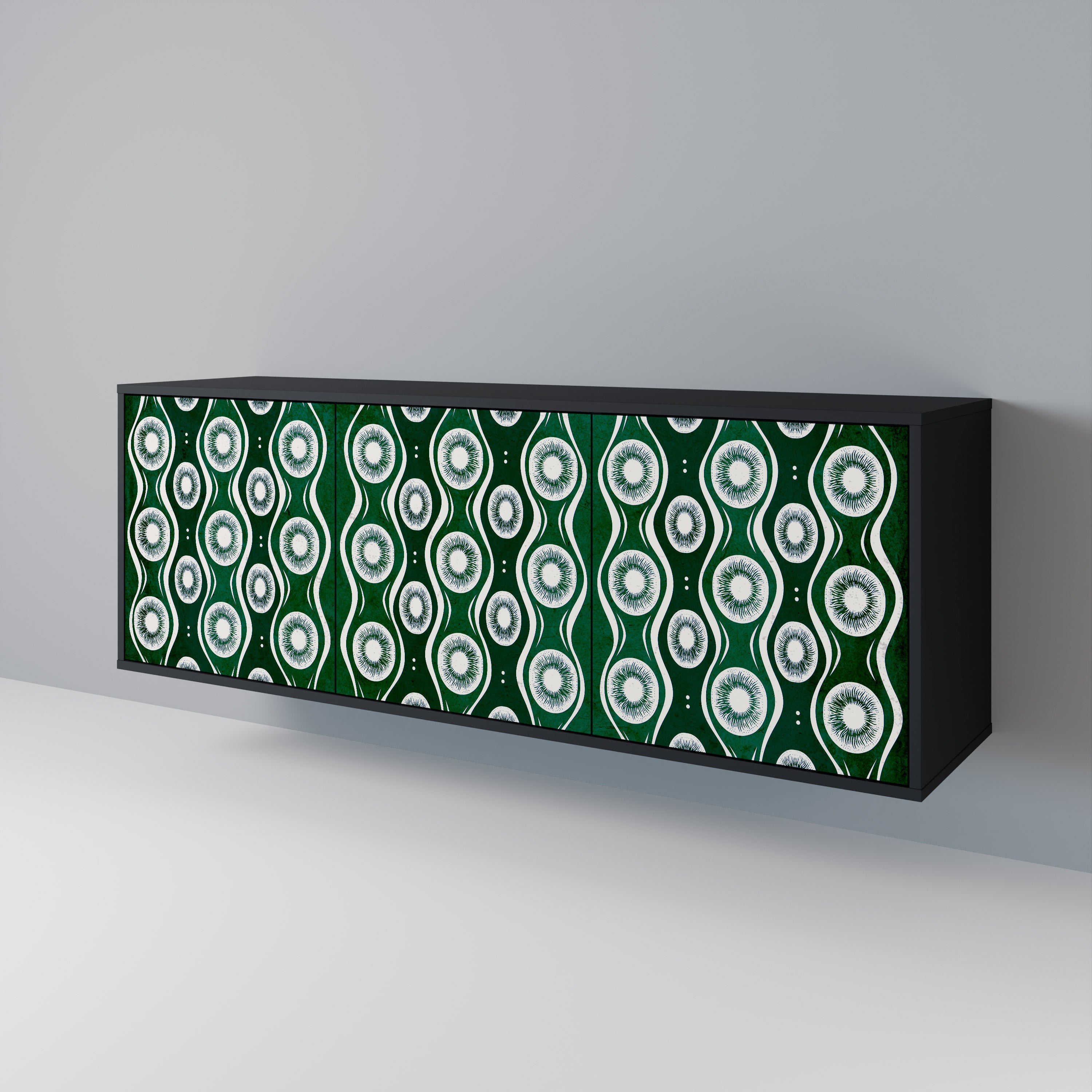 GREEN EYES 3-Door Sideboard in Black Finish