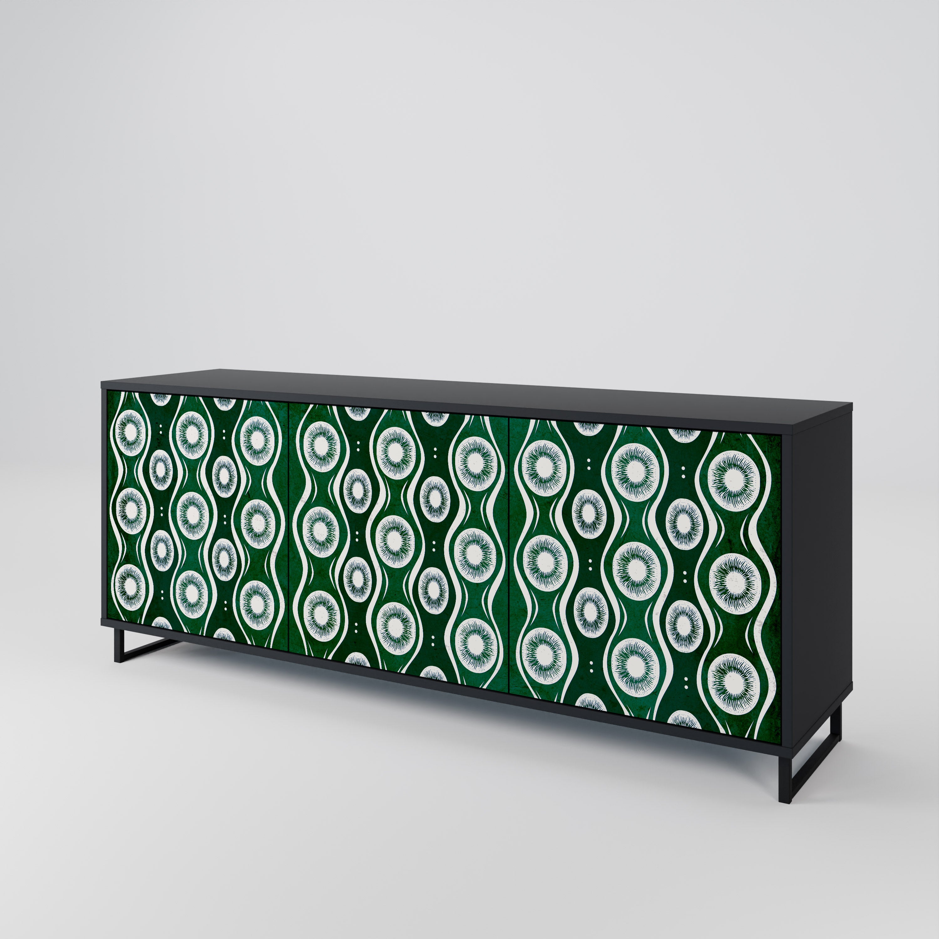 GREEN EYES 3-Door Sideboard in Black Finish