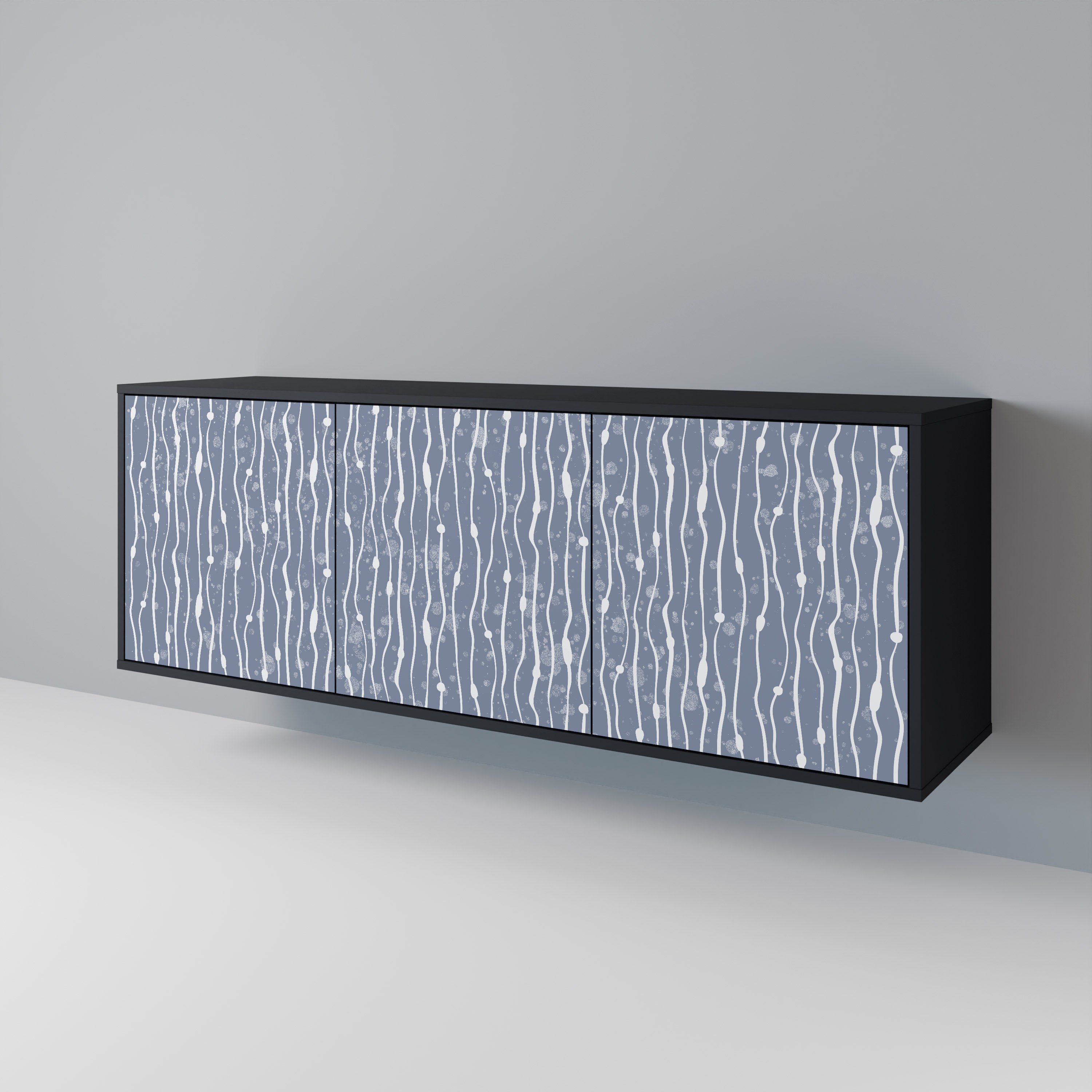 GRAPHITE RAIN 3-Door Sideboard in Black Finish