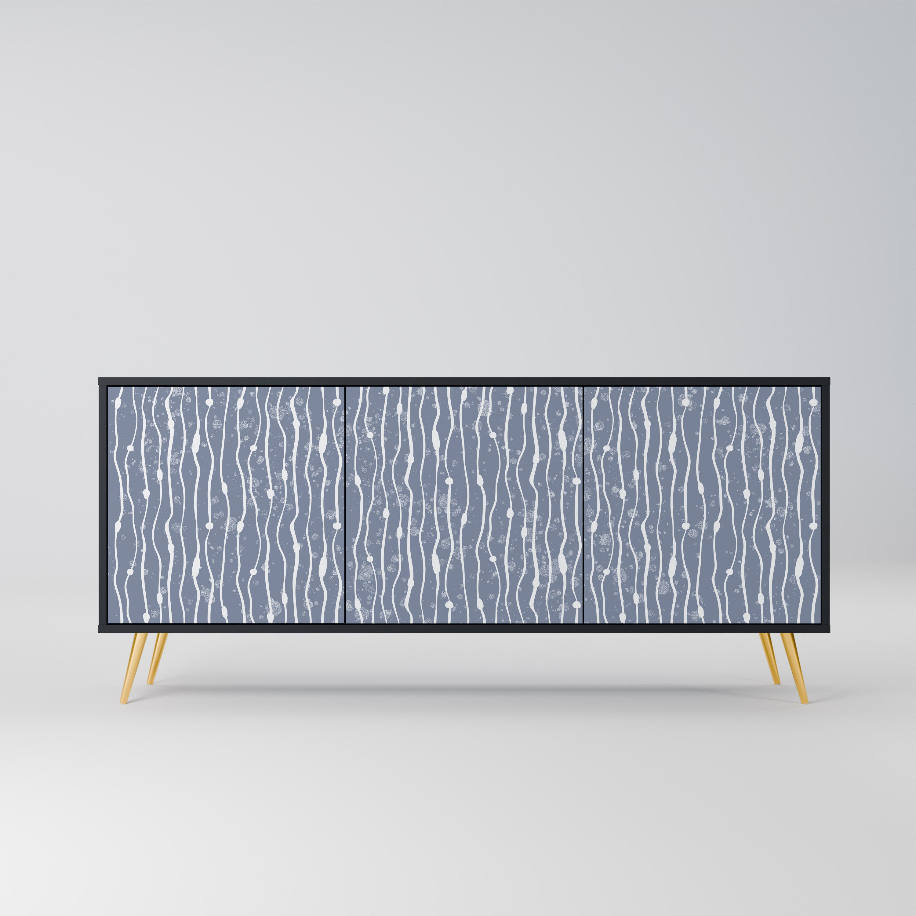 GRAPHITE RAIN 3-Door Sideboard in Black Finish