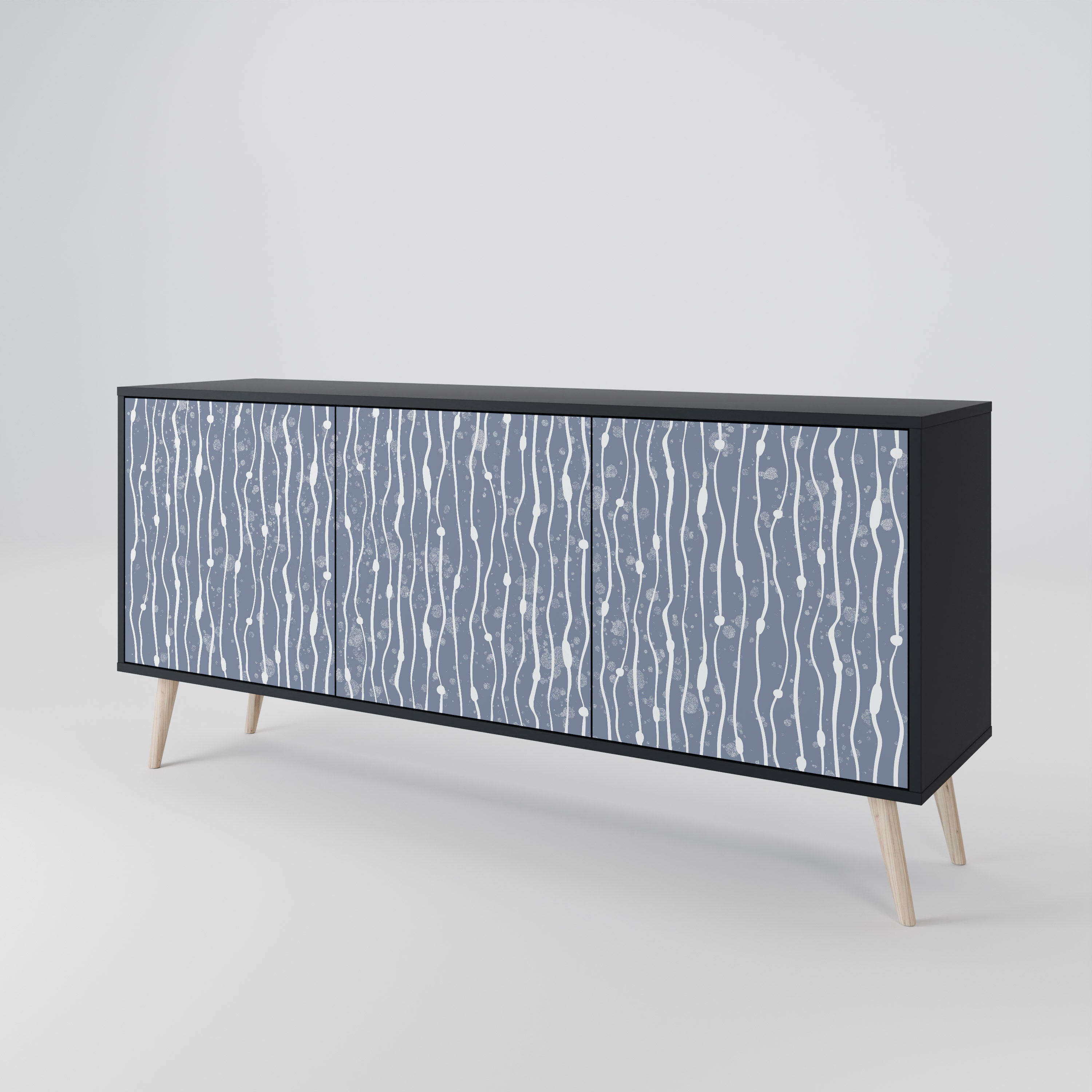 GRAPHITE RAIN 3-Door Sideboard in Black Finish