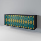 POLYGONS Aparador de 3 Puertas en Acabado Negro