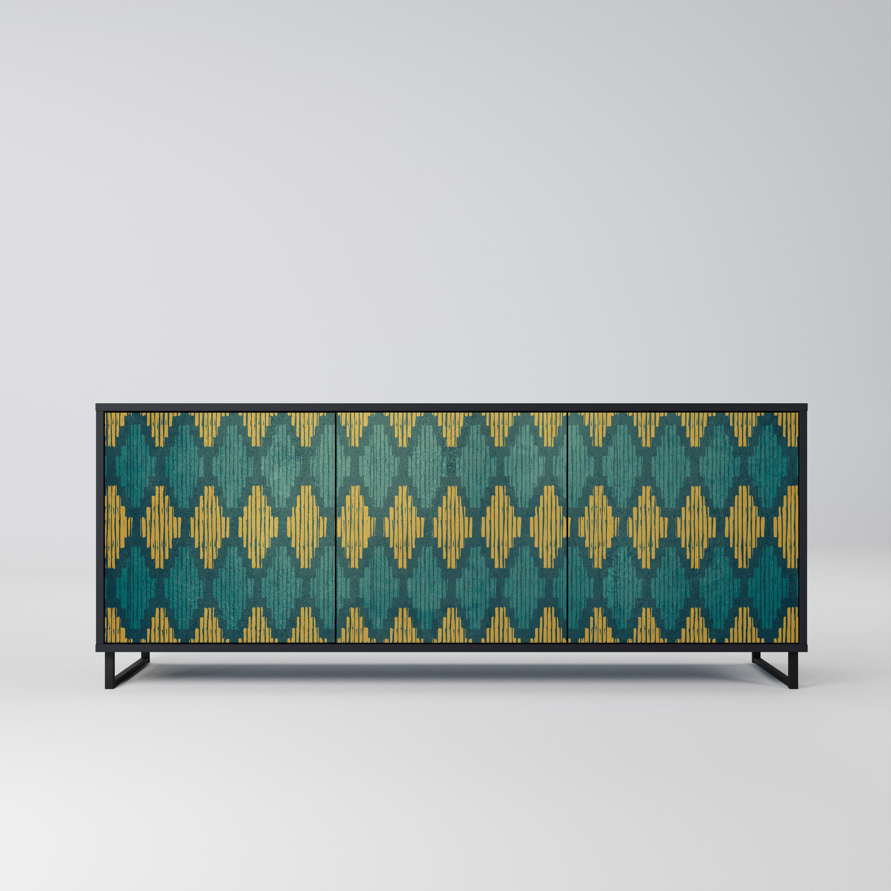 POLYGONS 3-Door Sideboard in Black Finish
