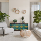 POLYGONS Aparador de 3 Puertas en Acabado Negro