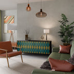 POLYGONS Aparador de 3 Puertas en Acabado Negro