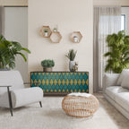 POLYGONS Aparador de 3 Puertas en Acabado Negro