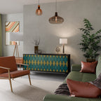 POLYGONS Aparador de 3 Puertas en Acabado Negro