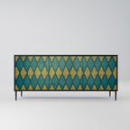 POLYGONS Aparador de 3 Puertas en Acabado Negro