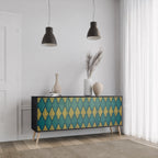 POLYGONS Aparador de 3 Puertas en Acabado Negro