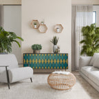 POLYGONS Aparador de 3 Puertas en Acabado Negro