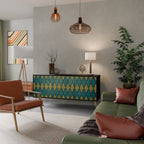 POLYGONS Aparador de 3 Puertas en Acabado Negro