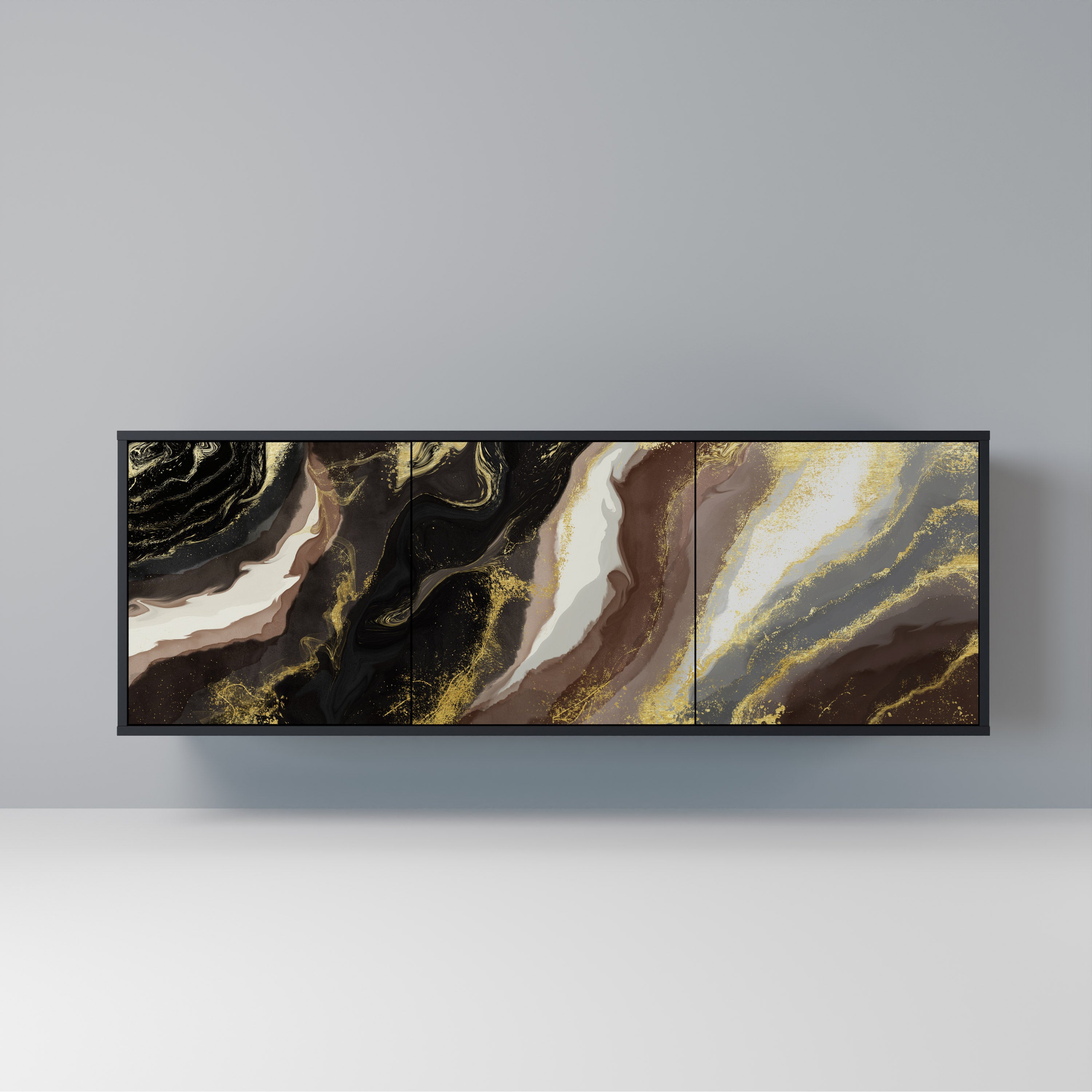 GOLD DUST 3-Door Sideboard in Black Finish