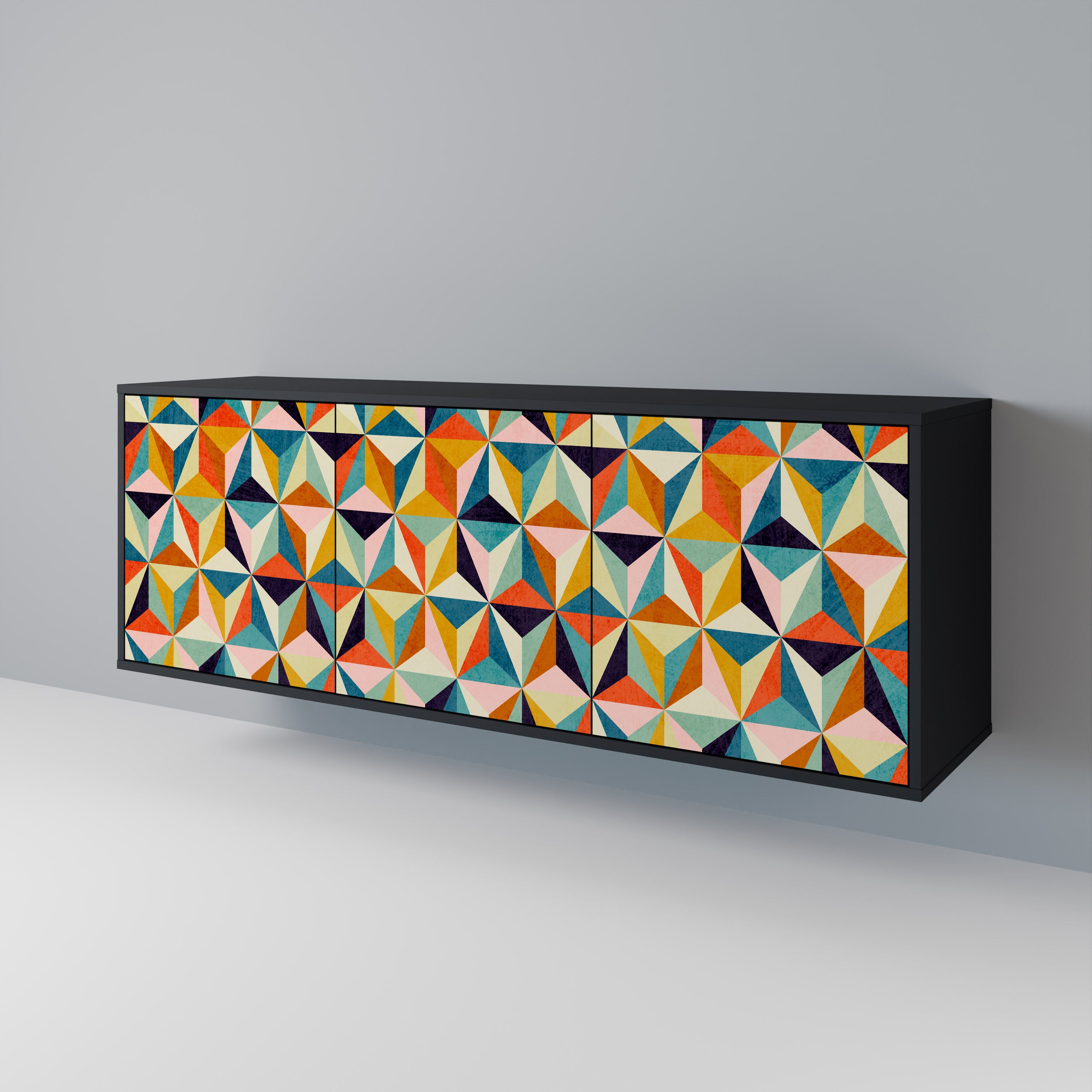 TESSELATE TREASURES 3-Door Sideboard in Black Finish